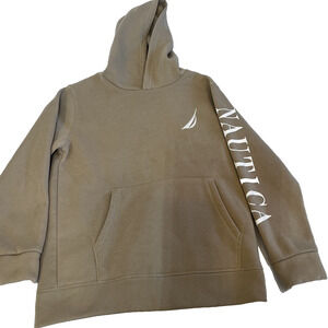Nautica Mens Hoodie Khaki Large Pullover Casual Sweatshirt